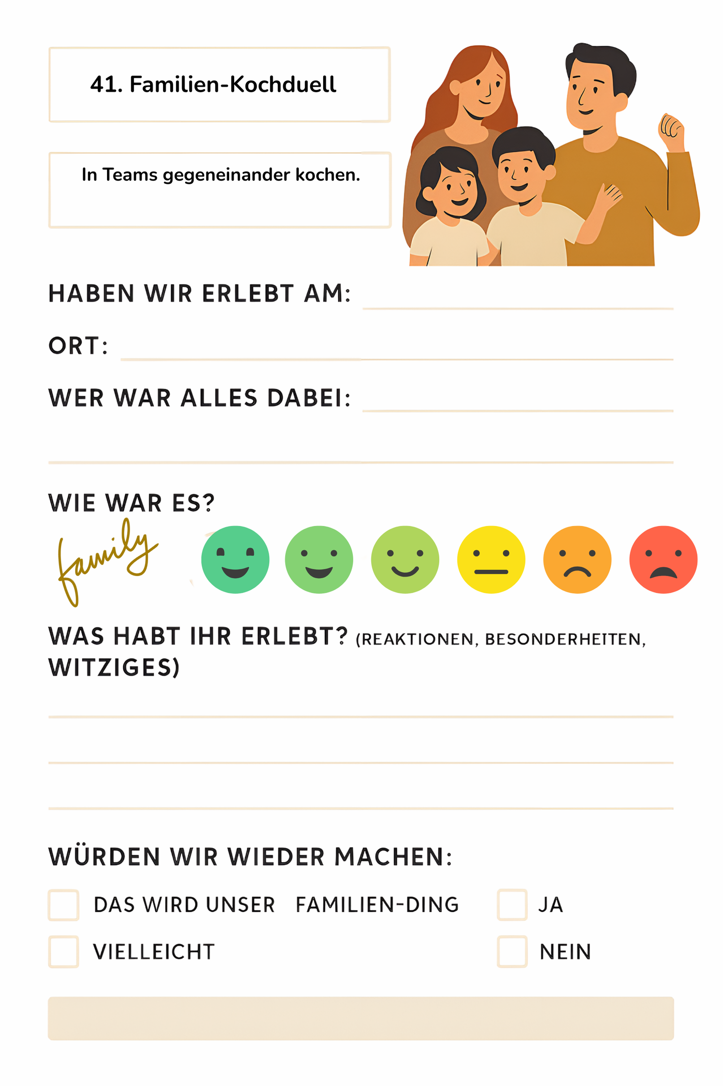 Unser Familienabenteuer – Das kreative Familienbuch mit 50 unvergesslichen Erlebnissen